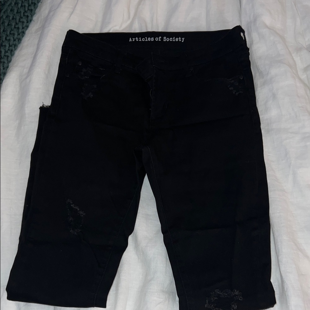 Articles of Society Distressed Black Shorts